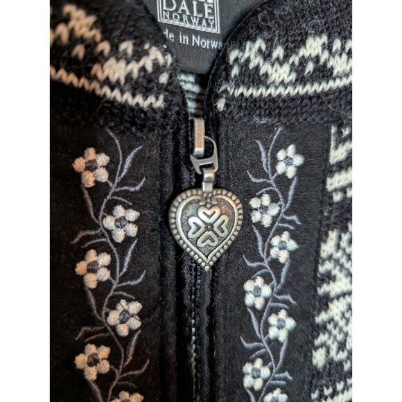 Dale of Norway New Wool Zip Sweater Cardigan Black & White Size S See Descriptio - Picture 5 of 14